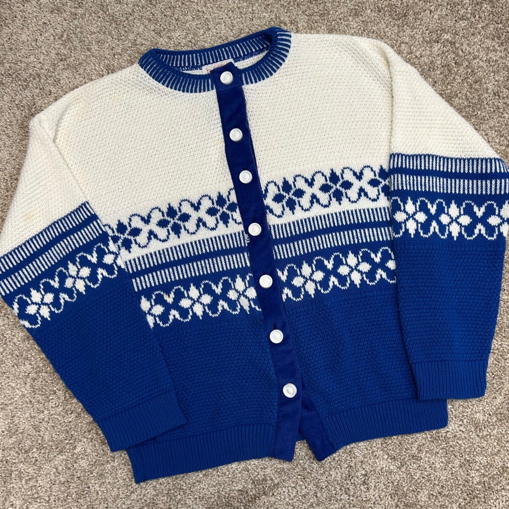 Vintage Beldoch Popper Cardigan Sweater Women NO SIZE TAG Made USA‎ Wrap Around